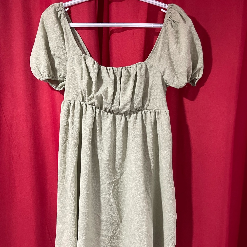 Green Puff Sleeve Dress